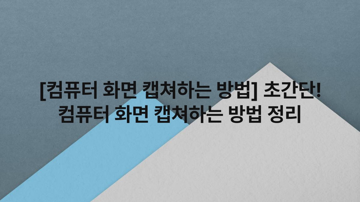 [컴퓨터 화면 캡쳐하는 방법] 초간단! 컴퓨터 화면 캡쳐하는 방법 정리