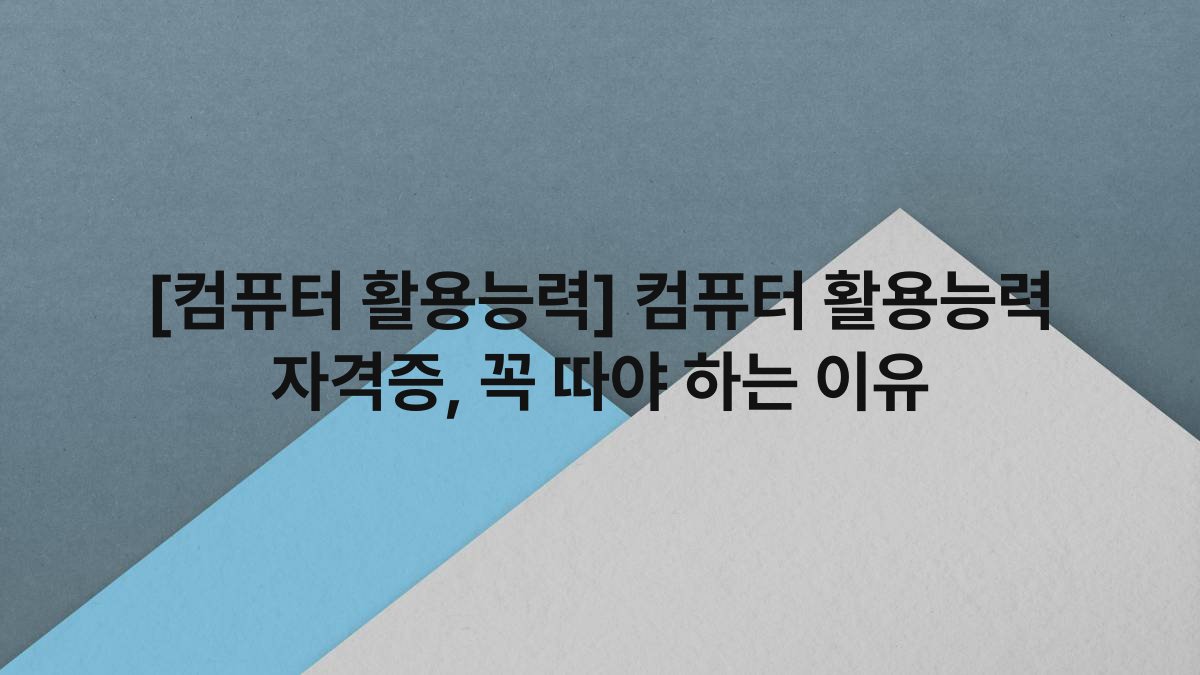 [컴퓨터 활용능력] 컴퓨터 활용능력 자격증, 꼭 따야 하는 이유