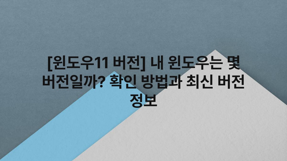 [윈도우11 버전] 내 윈도우는 몇 버전일까? 확인 방법과 최신 버전 정보
