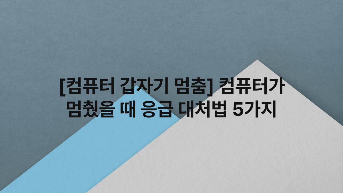[컴퓨터 갑자기 멈춤] 컴퓨터가 멈췄을 때 응급 대처법 5가지