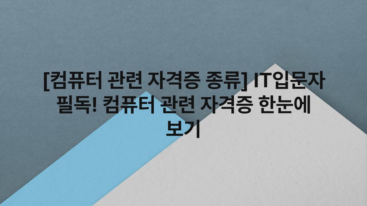 [컴퓨터 관련 자격증 종류] IT입문자 필독! 컴퓨터 관련 자격증 한눈에 보기