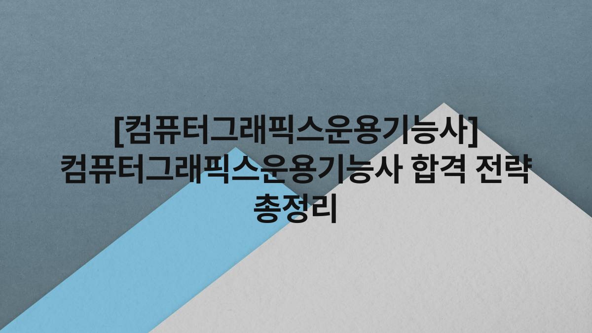 [컴퓨터그래픽스운용기능사] 컴퓨터그래픽스운용기능사 합격 전략 총정리