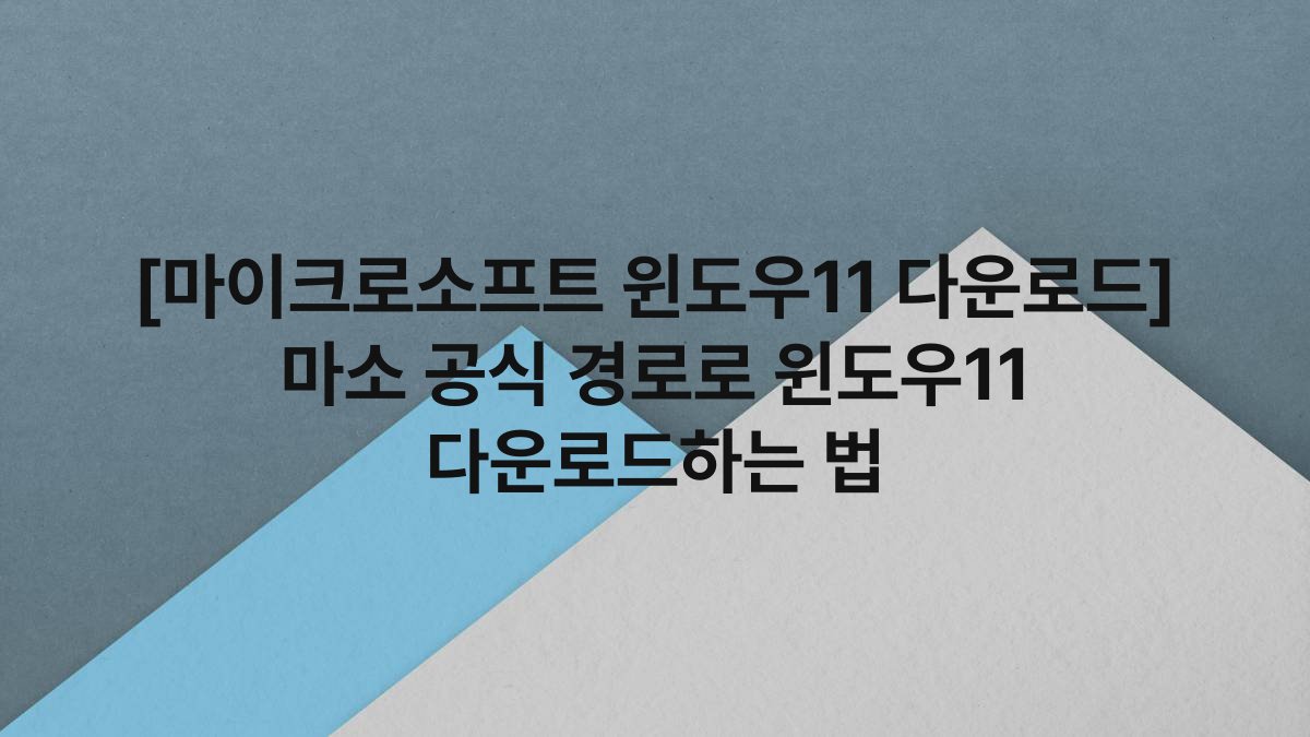 [마이크로소프트 윈도우11 다운로드] 마소 공식 경로로 윈도우11 다운로드하는 법