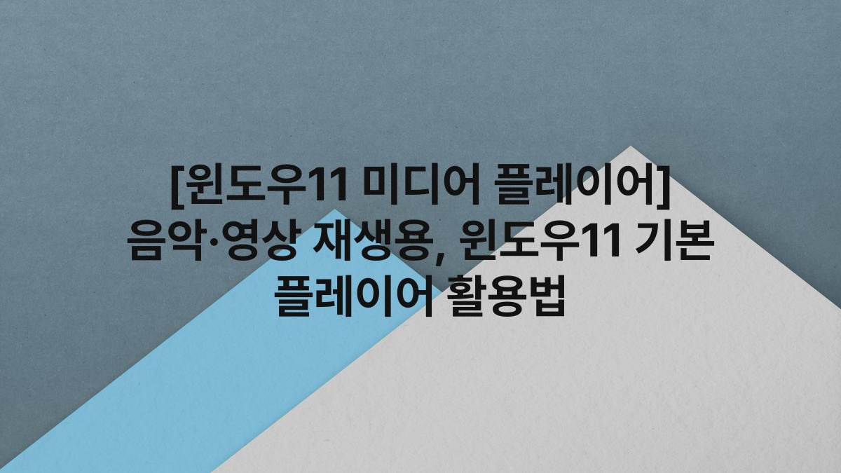 [윈도우11 미디어 플레이어] 음악·영상 재생용, 윈도우11 기본 플레이어 활용법
