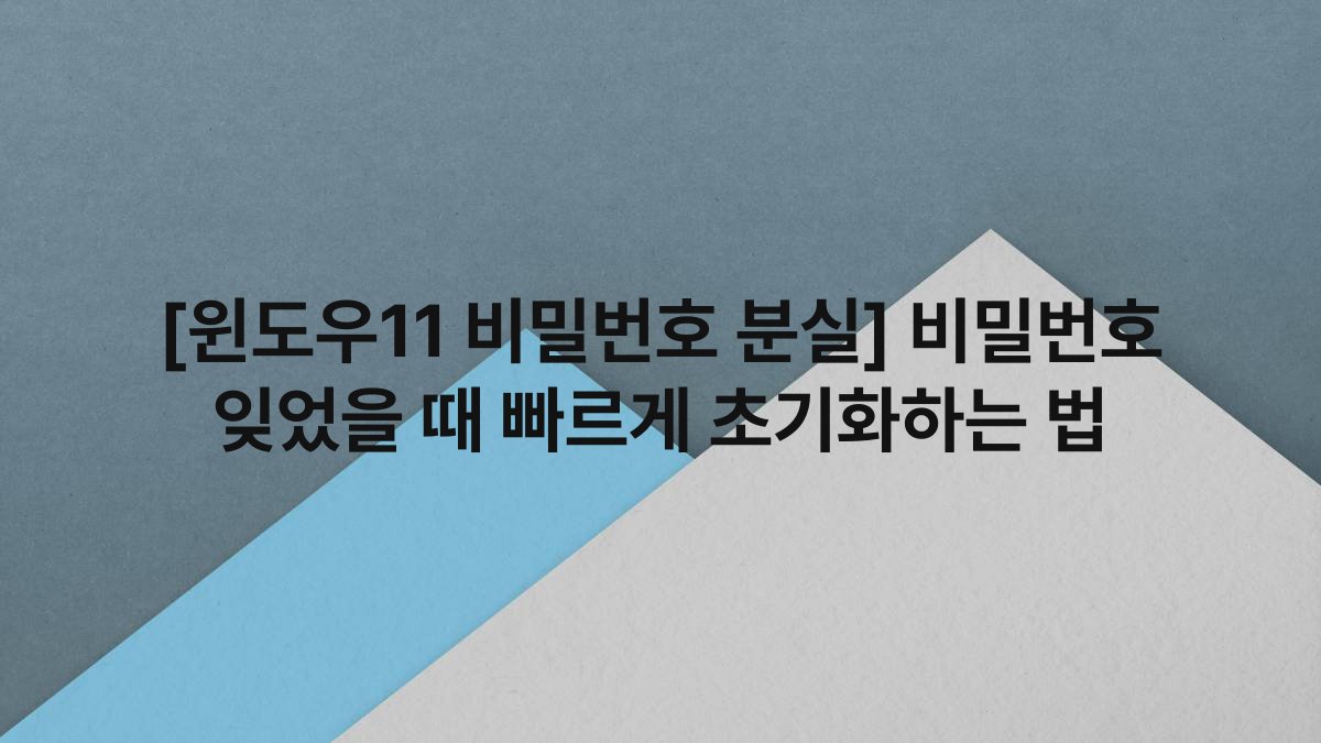 [윈도우11 비밀번호 분실] 비밀번호 잊었을 때 빠르게 초기화하는 법