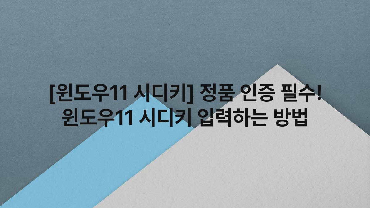 [윈도우11 시디키] 정품 인증 필수! 윈도우11 시디키 입력하는 방법