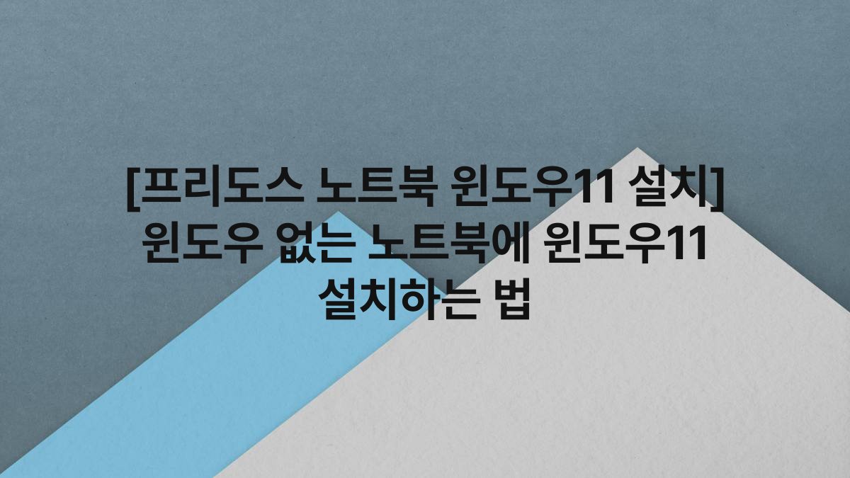 [프리도스 노트북 윈도우11 설치] 윈도우 없는 노트북에 윈도우11 설치하는 법