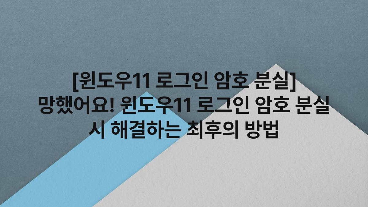 [윈도우11 로그인 암호 분실] 망했어요! 윈도우11 로그인 암호 분실 시 해결하는 최후의 방법