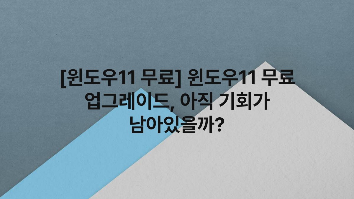[윈도우11 무료] 윈도우11 무료 업그레이드, 아직 기회가 남아있을까?