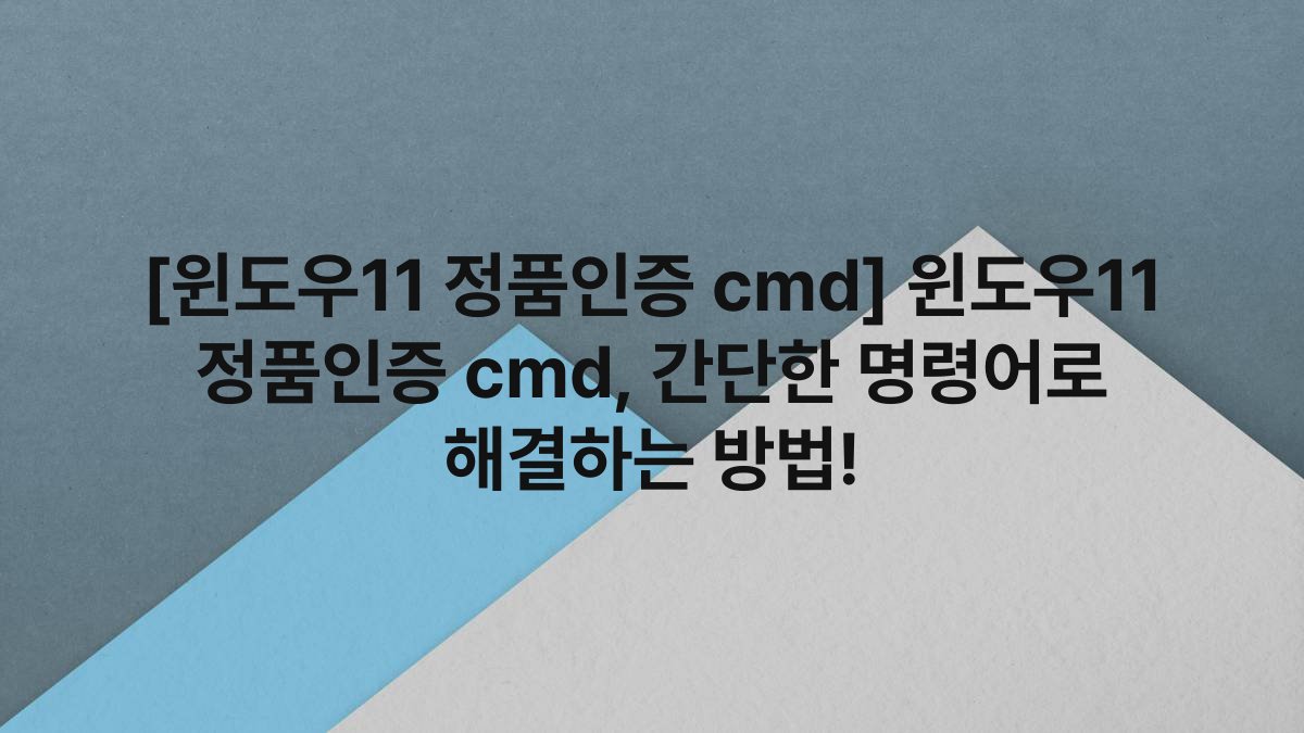 [윈도우11 정품인증 cmd] 윈도우11 정품인증 cmd, 간단한 명령어로 해결하는 방법!