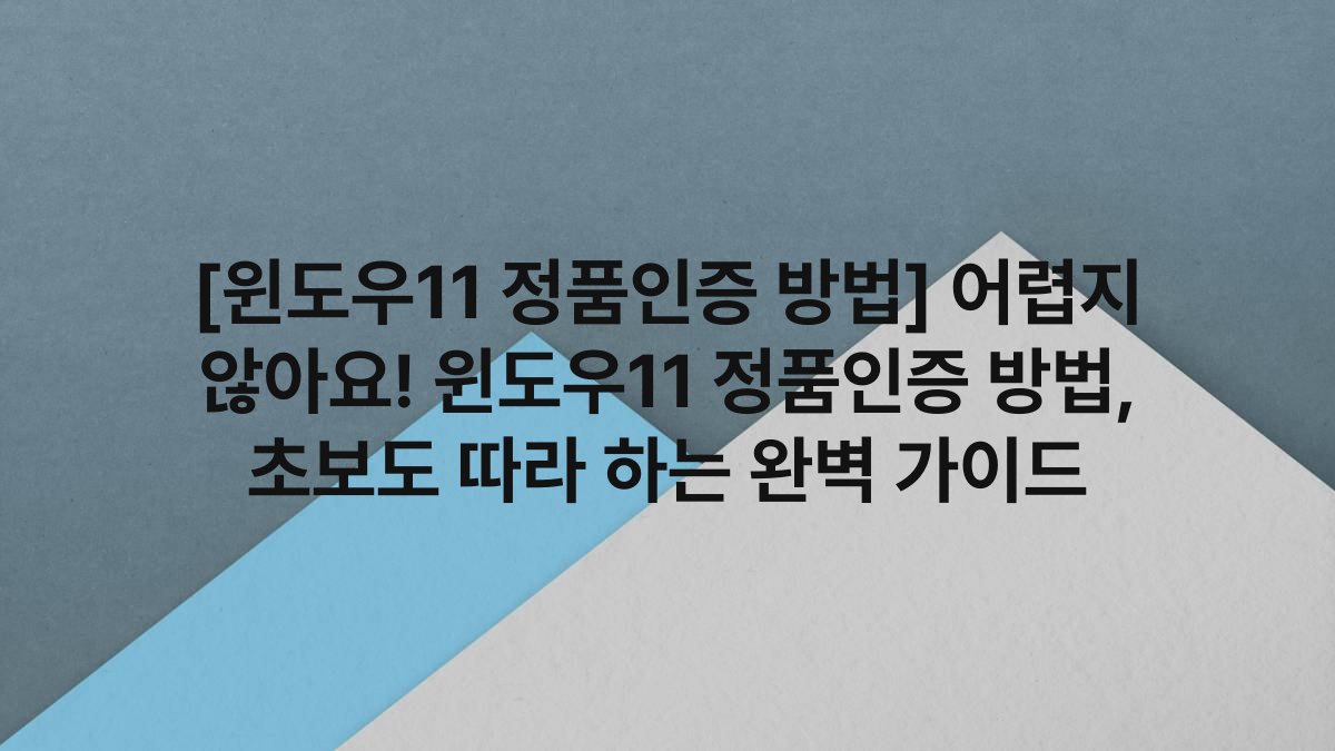 [윈도우11 정품인증 방법] 어렵지 않아요! 윈도우11 정품인증 방법, 초보도 따라 하는 완벽 가이드