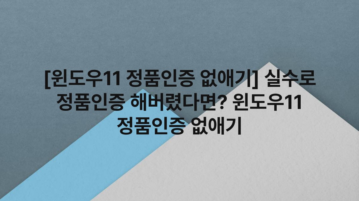 [윈도우11 정품인증 없애기] 실수로 정품인증 해버렸다면? 윈도우11 정품인증 없애기