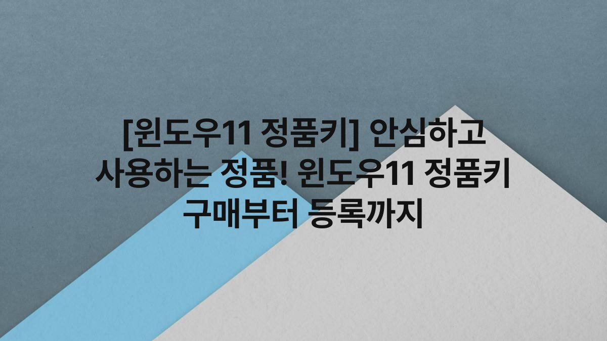 [윈도우11 정품키] 안심하고 사용하는 정품! 윈도우11 정품키 구매부터 등록까지