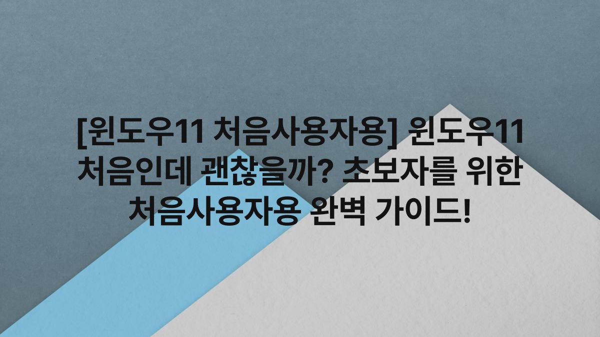 [윈도우11 처음사용자용] 윈도우11 처음인데 괜찮을까? 초보자를 위한 처음사용자용 완벽 가이드!