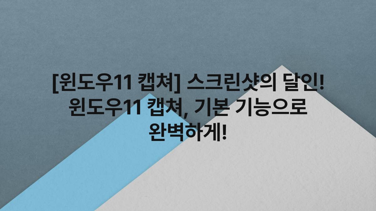 [윈도우11 캡쳐] 스크린샷의 달인! 윈도우11 캡쳐, 기본 기능으로 완벽하게!