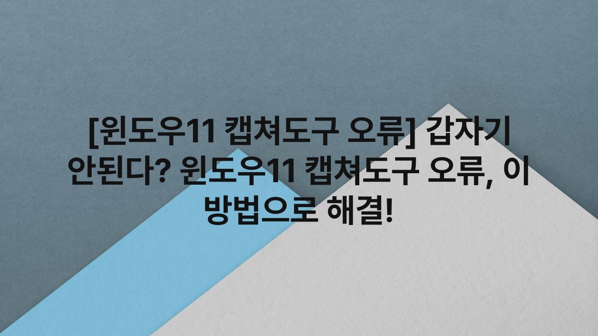 [윈도우11 캡쳐도구 오류] 갑자기 안된다? 윈도우11 캡쳐도구 오류, 이 방법으로 해결!