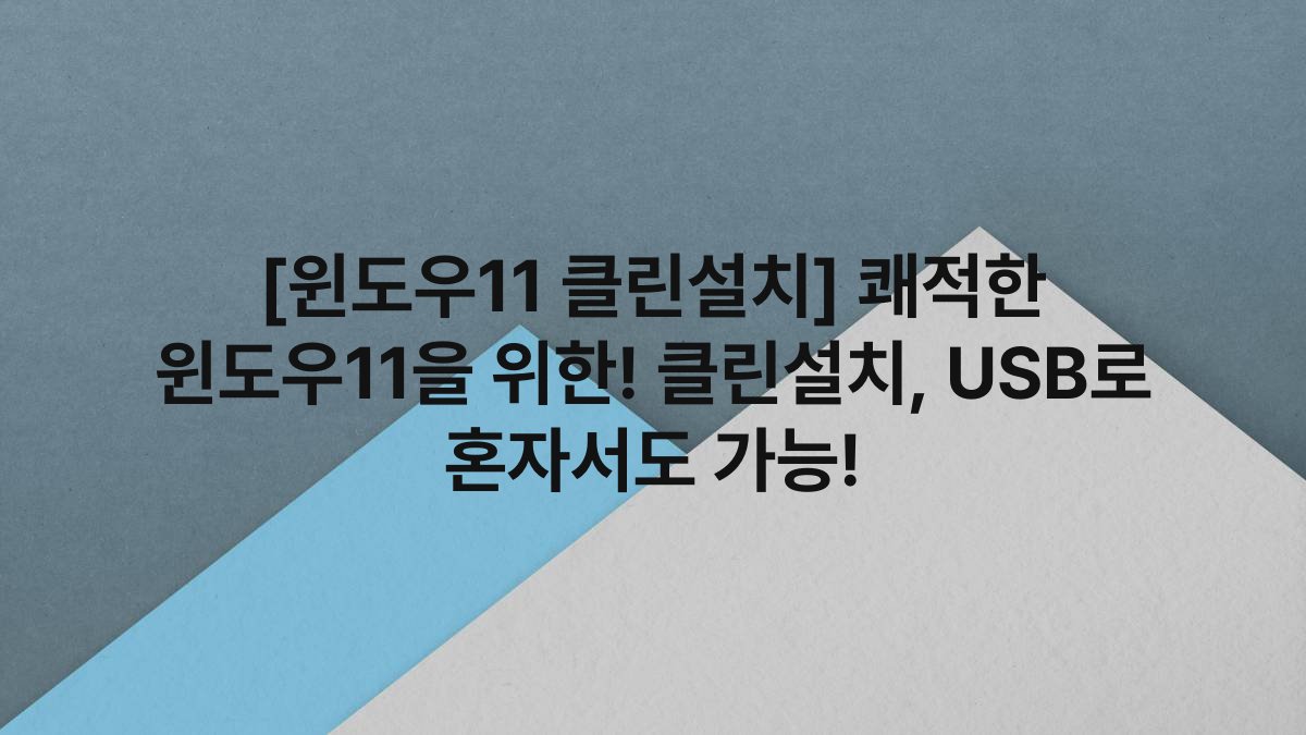[윈도우11 클린설치] 쾌적한 윈도우11을 위한! 클린설치, USB로 혼자서도 가능!