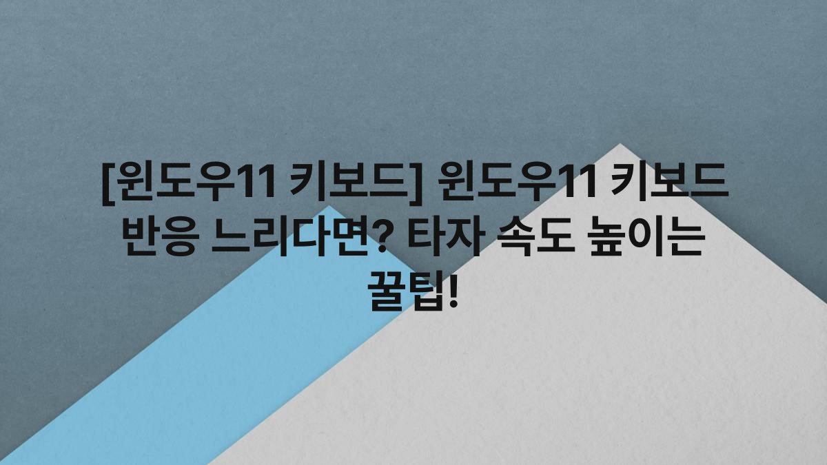 [윈도우11 키보드] 윈도우11 키보드 반응 느리다면? 타자 속도 높이는 꿀팁!