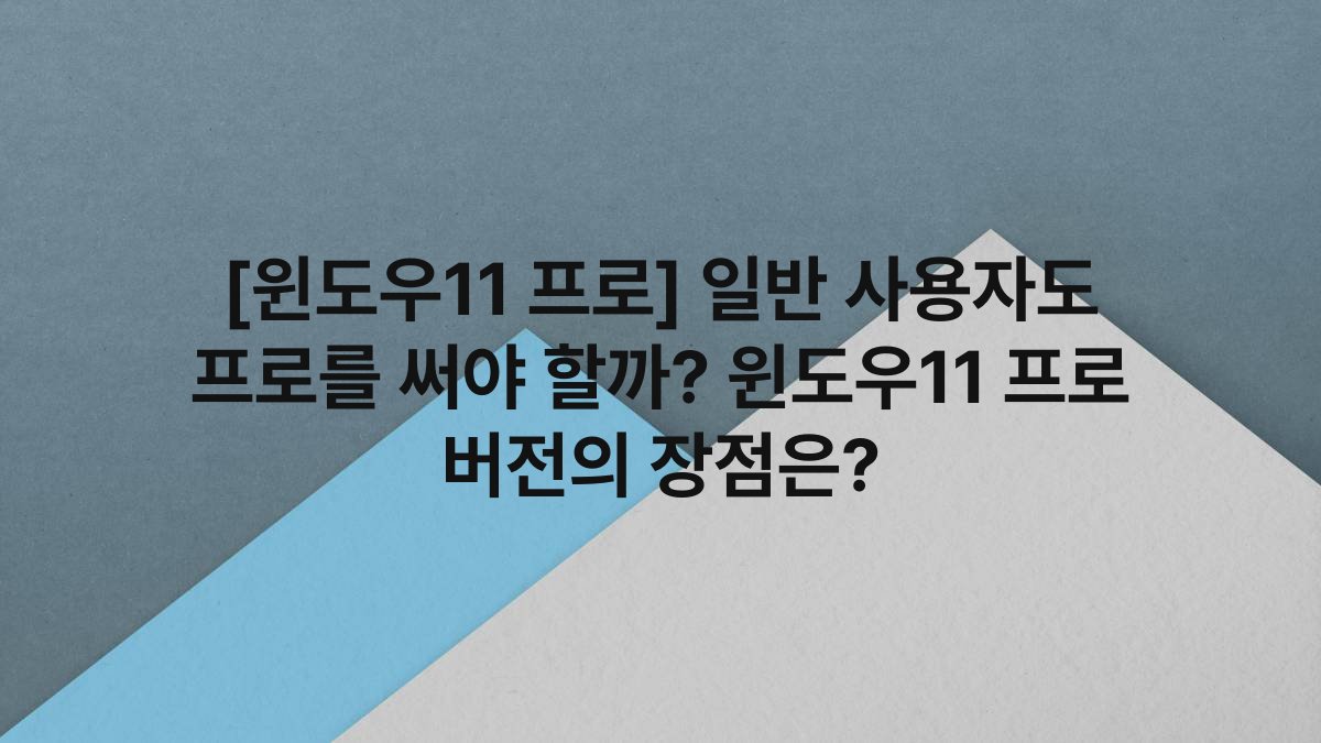 [윈도우11 프로] 일반 사용자도 프로를 써야 할까? 윈도우11 프로 버전의 장점은?