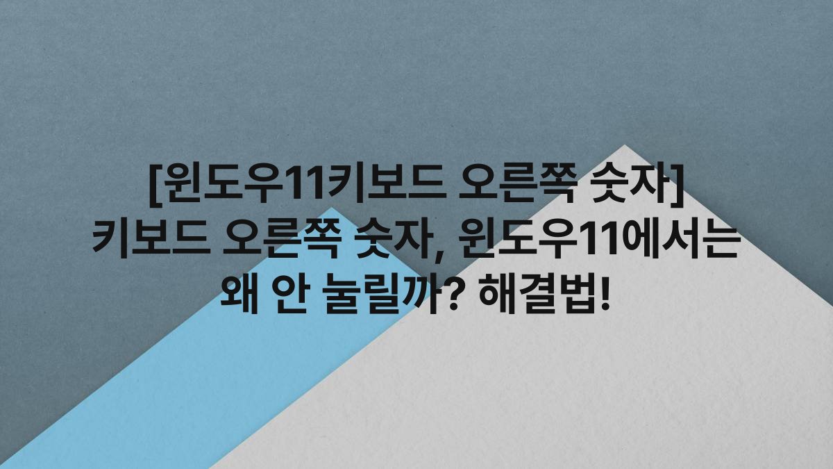 [윈도우11키보드 오른쪽 숫자] 키보드 오른쪽 숫자, 윈도우11에서는 왜 안 눌릴까? 해결법!