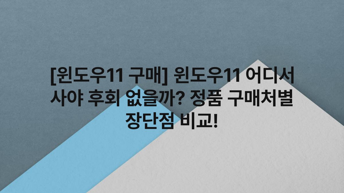 [윈도우11 구매] 윈도우11 어디서 사야 후회 없을까? 정품 구매처별 장단점 비교!