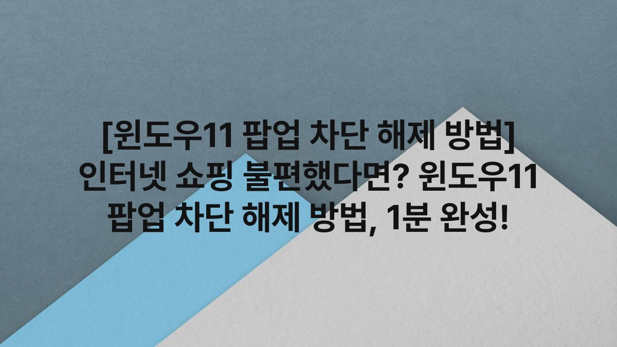 [윈도우11 팝업 차단 해제 방법] 인터넷 쇼핑 불편했다면? 윈도우11 팝업 차단 해제 방법, 1분 완성!