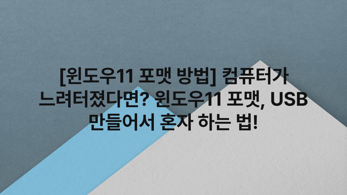 [윈도우11 포맷 방법] 컴퓨터가 느려터졌다면? 윈도우11 포맷, USB 만들어서 혼자 하는 법!