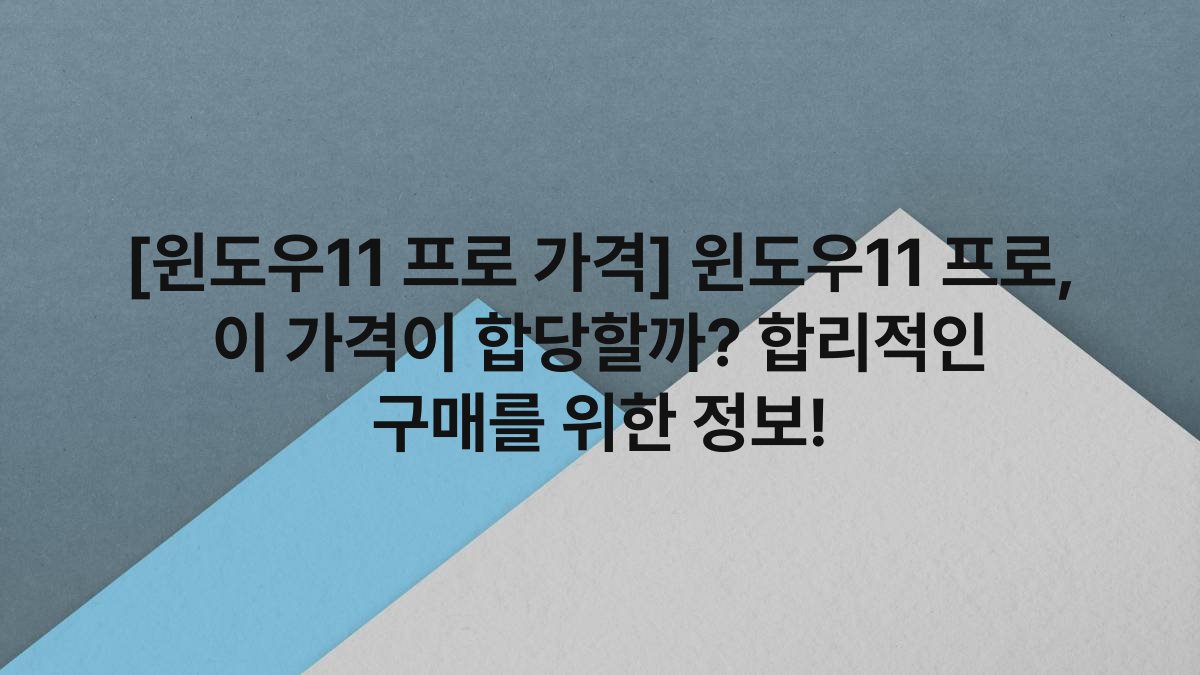 [윈도우11 프로 가격] 윈도우11 프로, 이 가격이 합당할까? 합리적인 구매를 위한 정보!