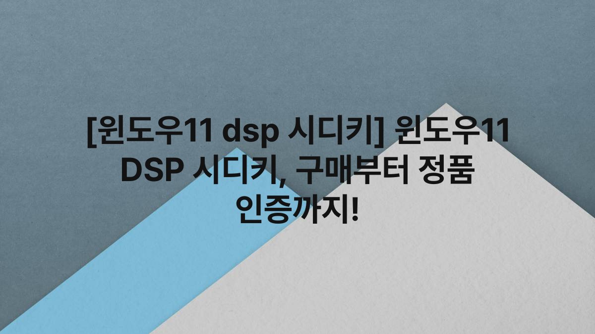 [윈도우11 dsp 시디키] 윈도우11 DSP 시디키, 구매부터 정품 인증까지!