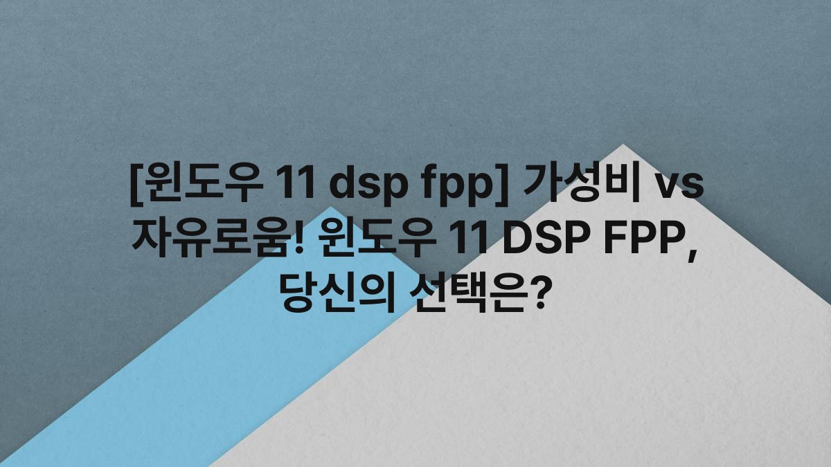 [윈도우 11 dsp fpp] 가성비 vs 자유로움! 윈도우 11 DSP FPP, 당신의 선택은?