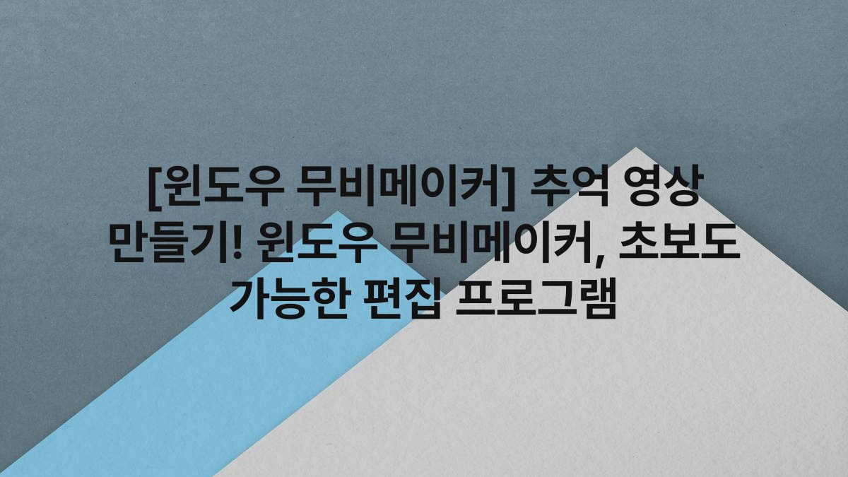 [윈도우 무비메이커] 추억 영상 만들기! 윈도우 무비메이커, 초보도 가능한 편집 프로그램