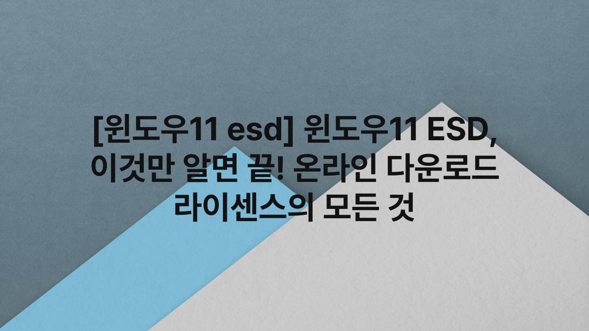 [윈도우11 esd] 윈도우11 ESD, 이것만 알면 끝! 온라인 다운로드 라이센스의 모든 것