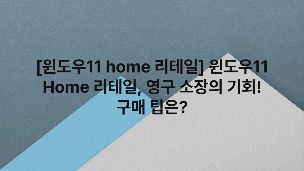 [윈도우11 home 리테일] 윈도우11 Home 리테일, 영구 소장의 기회! 구매 팁은?