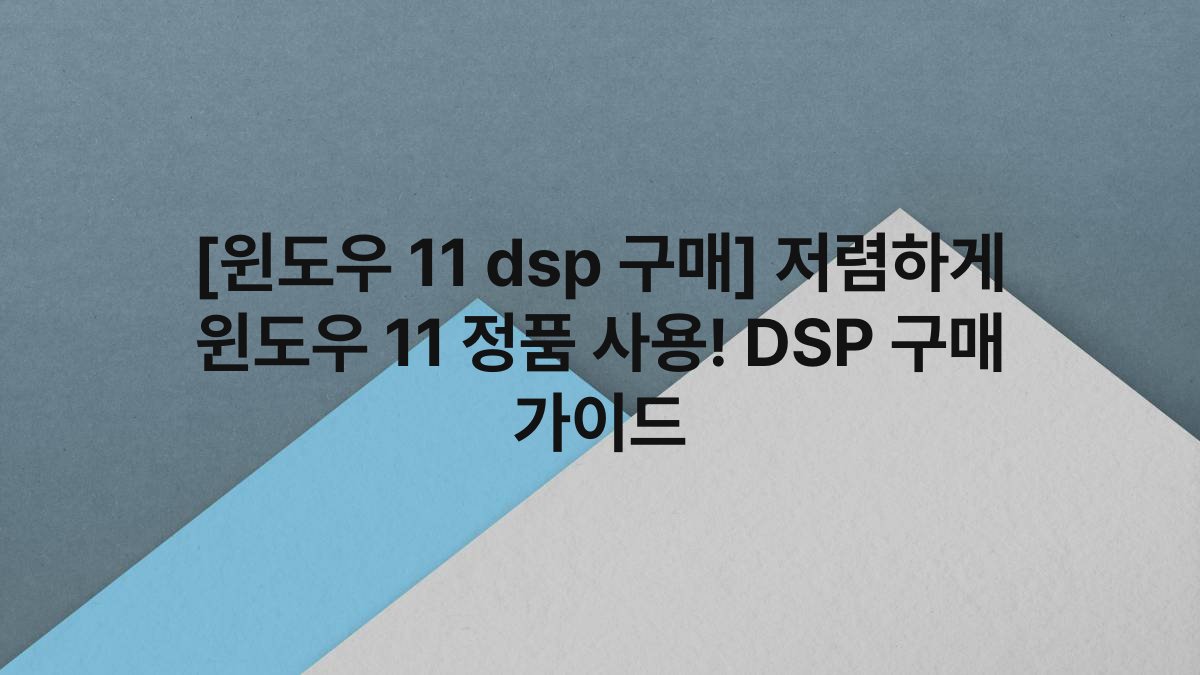 [윈도우 11 dsp 구매] 저렴하게 윈도우 11 정품 사용! DSP 구매 가이드