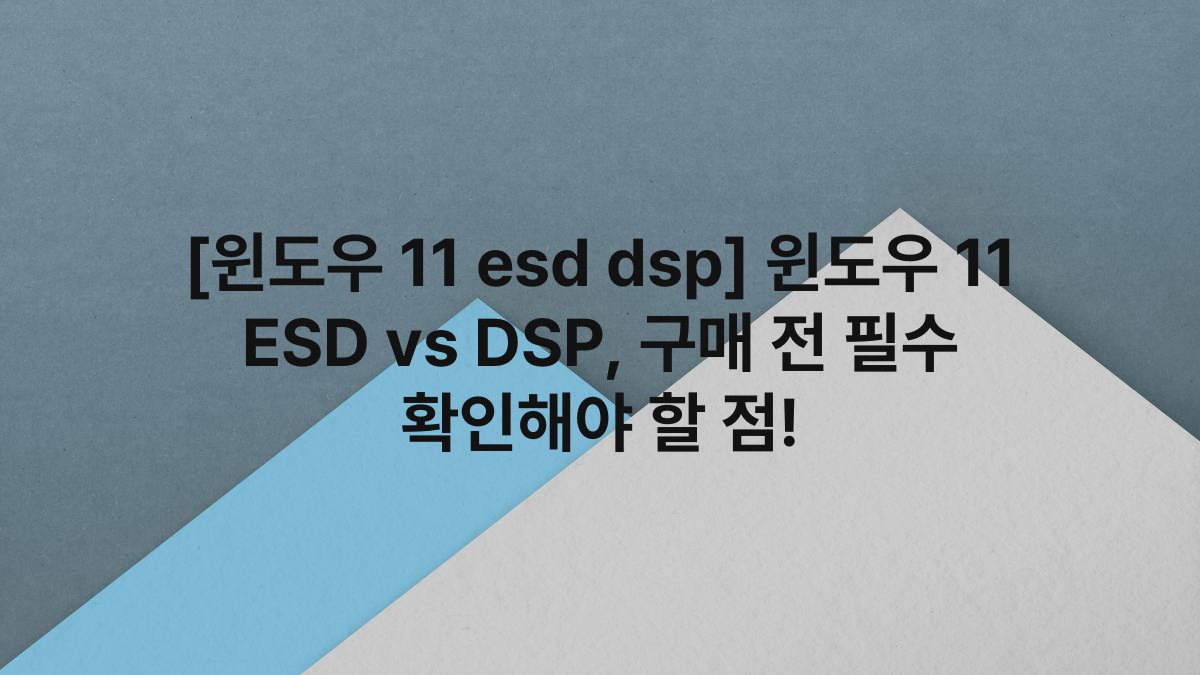 [윈도우 11 esd dsp] 윈도우 11 ESD vs DSP, 구매 전 필수 확인해야 할 점!