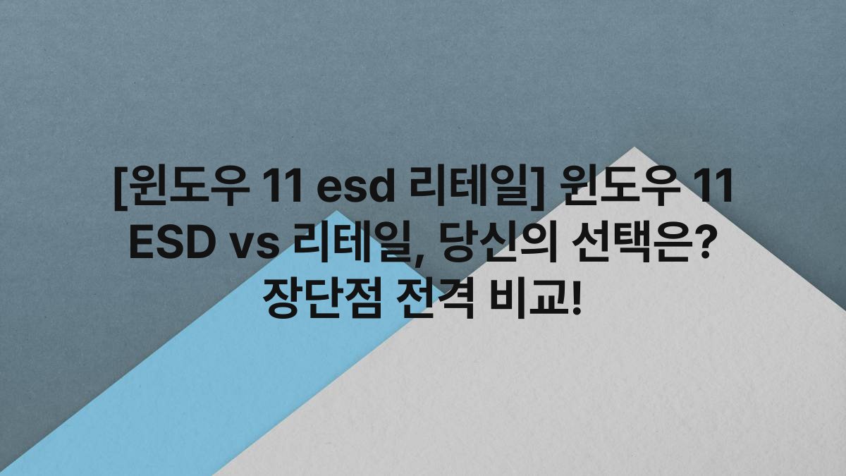 [윈도우 11 esd 리테일] 윈도우 11 ESD vs 리테일, 당신의 선택은? 장단점 전격 비교!