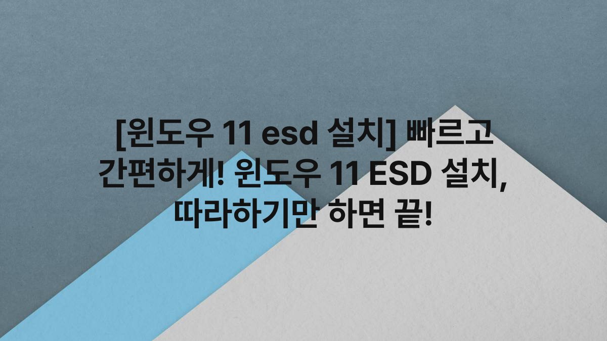 [윈도우 11 esd 설치] 빠르고 간편하게! 윈도우 11 ESD 설치, 따라하기만 하면 끝!