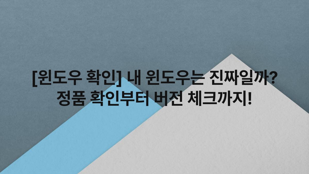 [윈도우 확인] 내 윈도우는 진짜일까? 정품 확인부터 버전 체크까지!