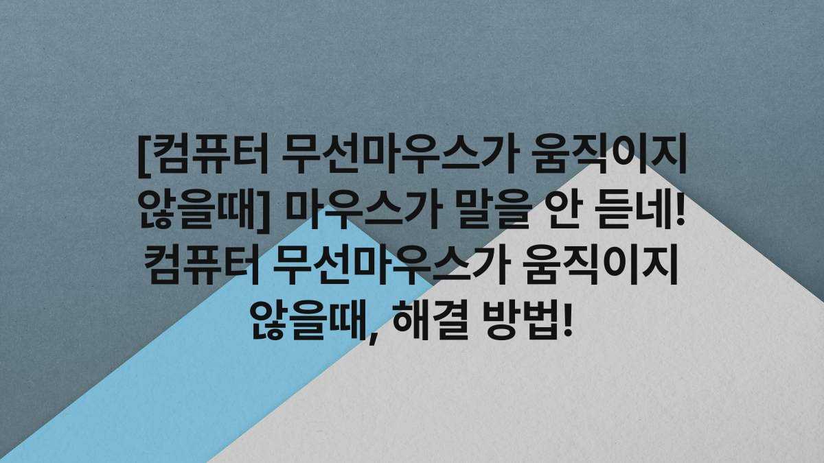 [컴퓨터 무선마우스가 움직이지 않을때] 마우스가 말을 안 듣네! 컴퓨터 무선마우스가 움직이지 않을때, 해결 방법!