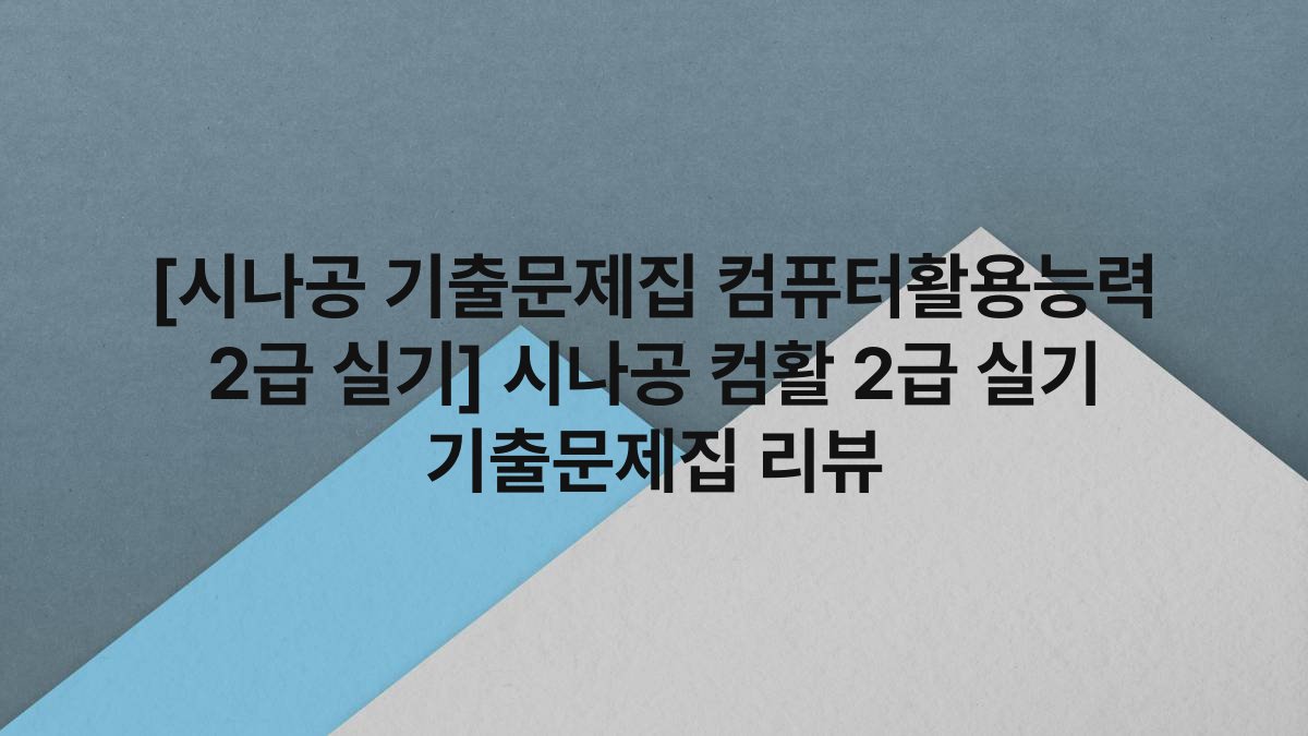 [시나공 기출문제집 컴퓨터활용능력 2급 실기] 시나공 컴활 2급 실기 기출문제집 리뷰